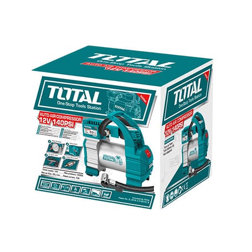 MINICOMPRESORA DC12V 140PSI 35L/MIN CON LED Y ACCESORIOS