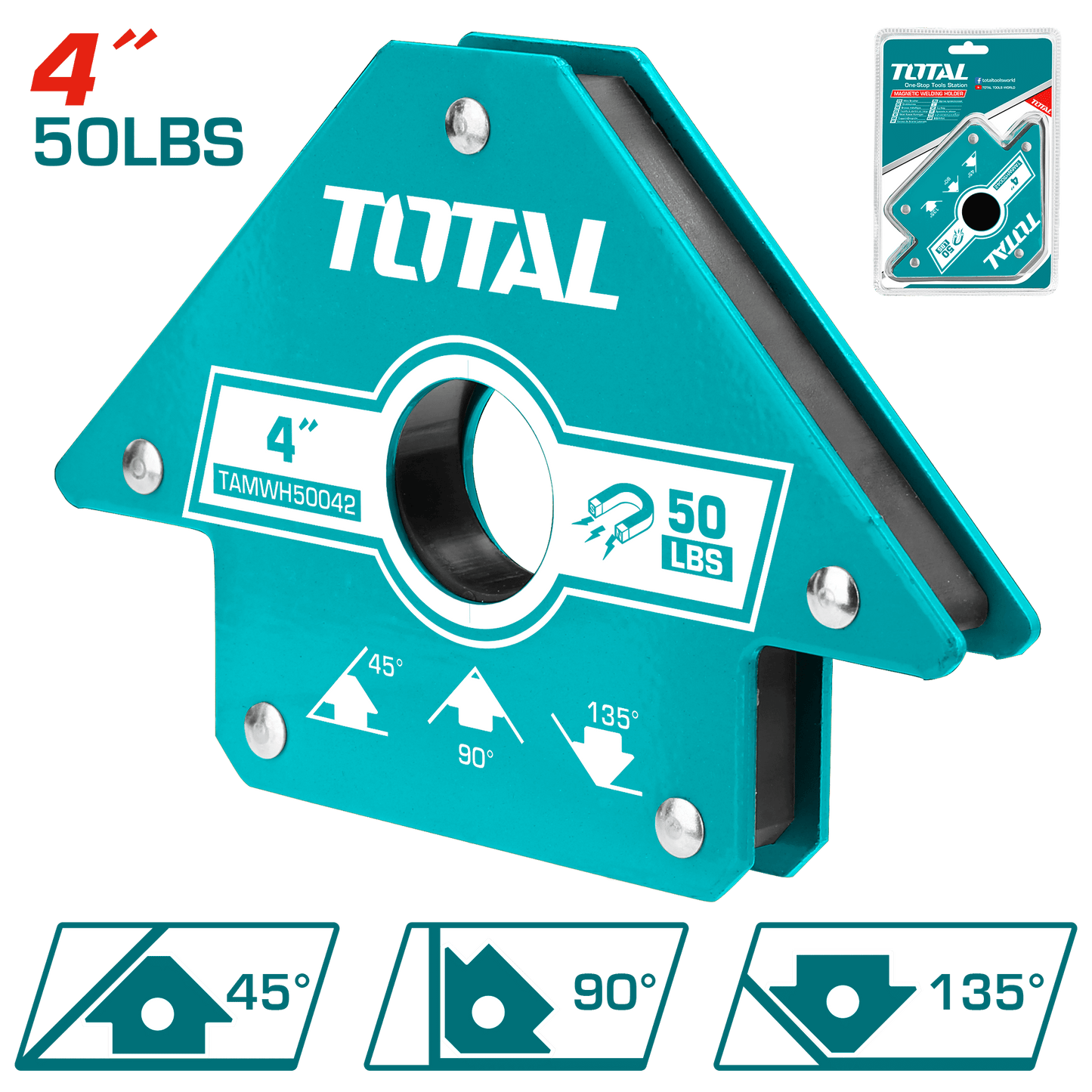 SUJETADOR MAGNÉTICO P/SOLDAR 4'' A:45/90/135 50LBS