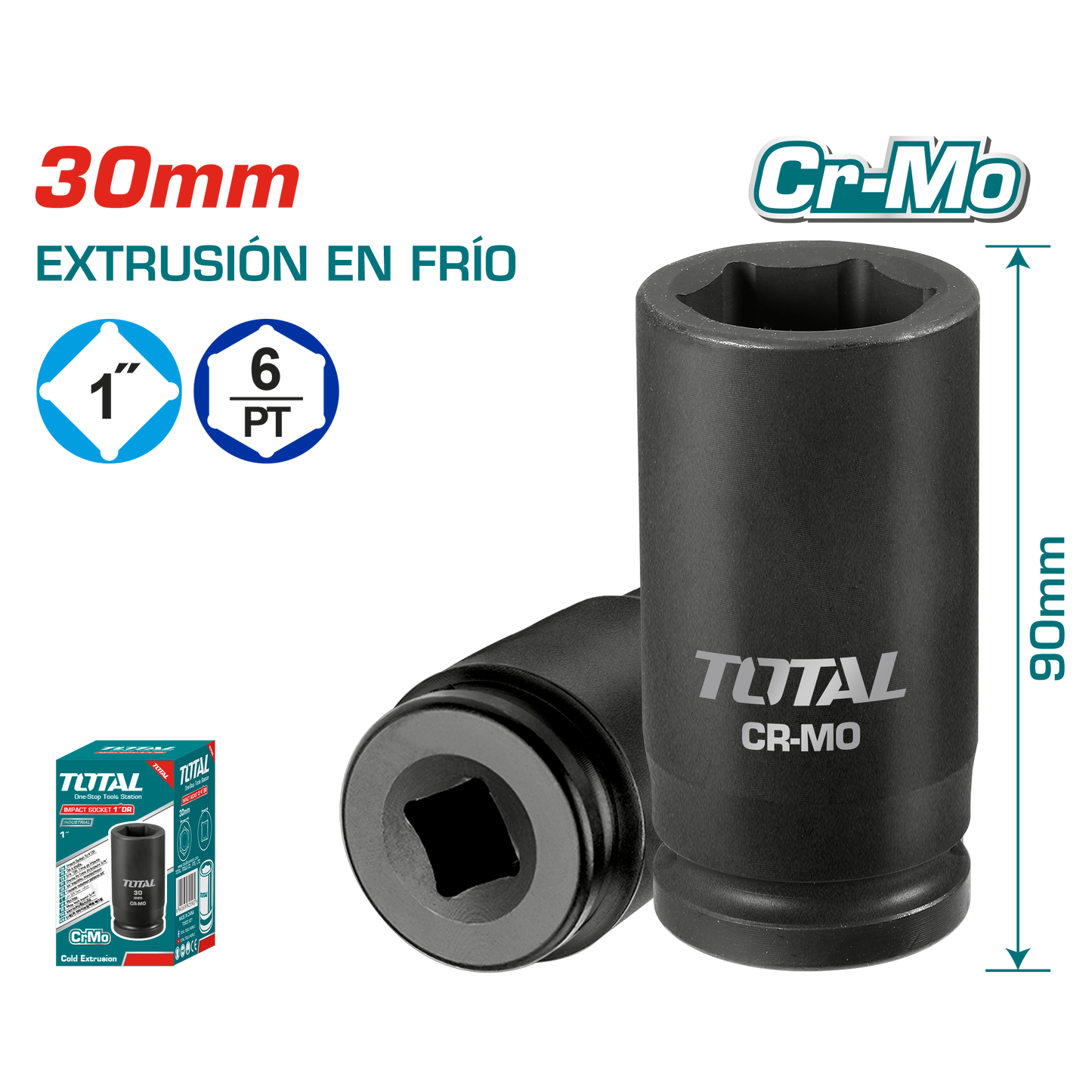 SOCKET IMPACTO DR 1 PULG 30X90MM CRMO INDUSTRIAL