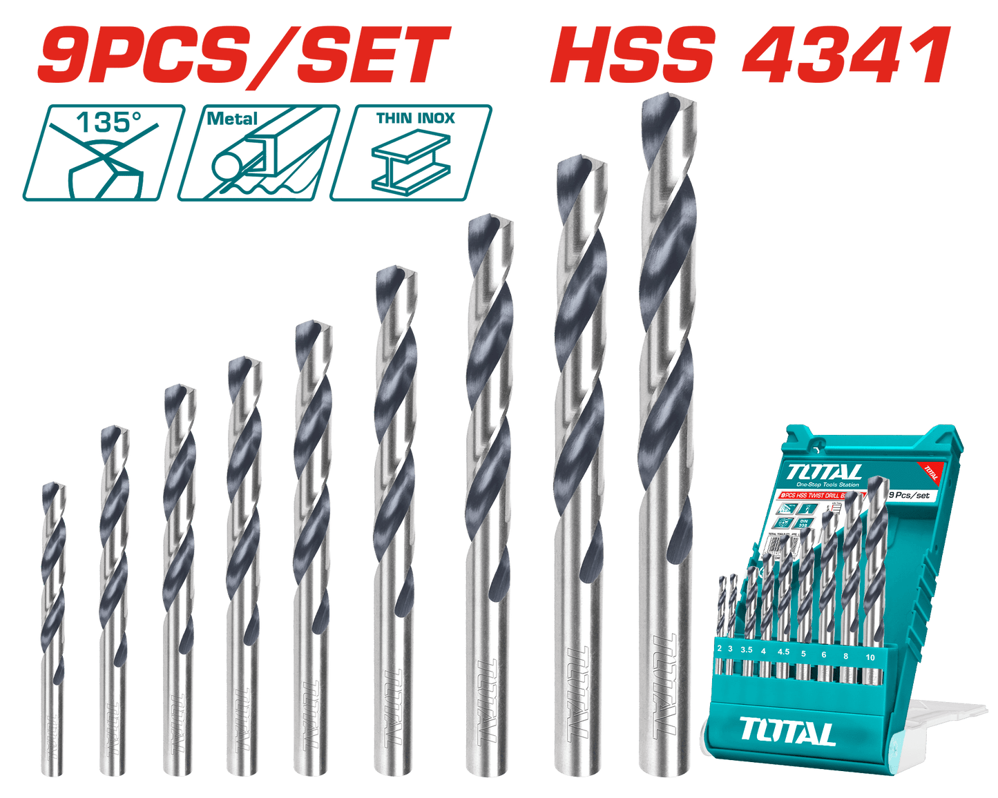 SET DE BROCAS HSS 09PCS EN ESTUCHE