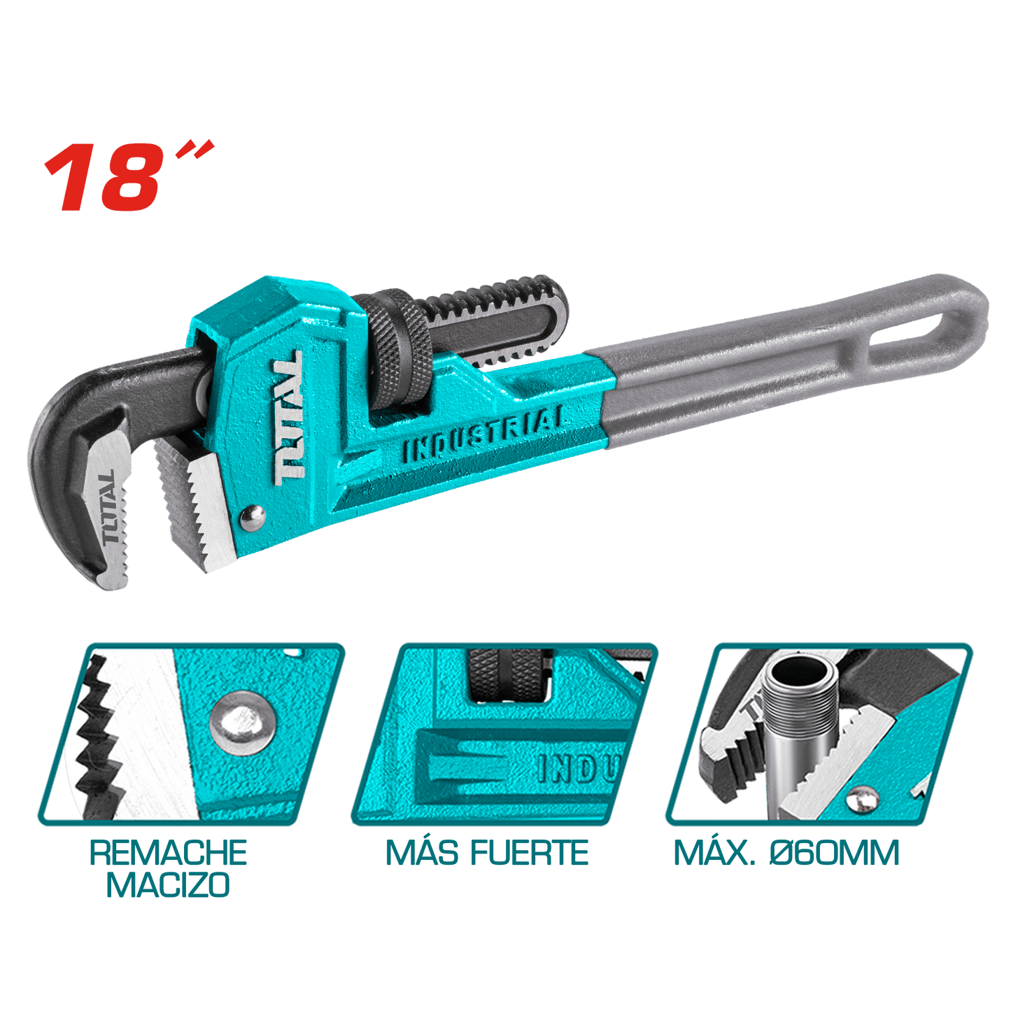 LLAVE STILLSON 18'' 450MM MAX 42MM ACERO AL CARBON INDUSTRIAL