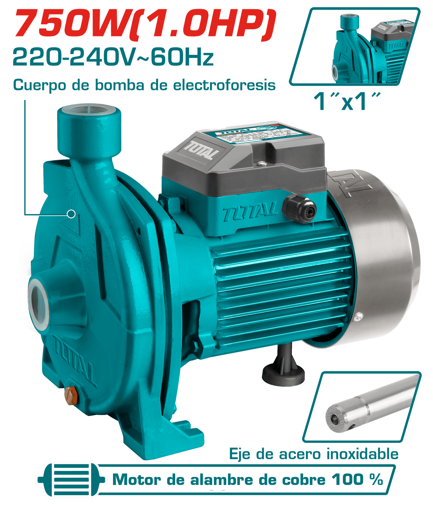 BOMBA DE AGUA CENTRIFUGA 1.0HP 30M 100L/MIN 1X1