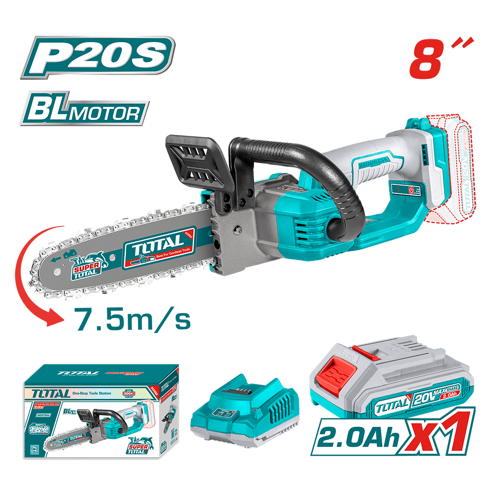 SIERRA DE CADENA LI-ION 20V 8'' 20CM 7.5M/S + ACC