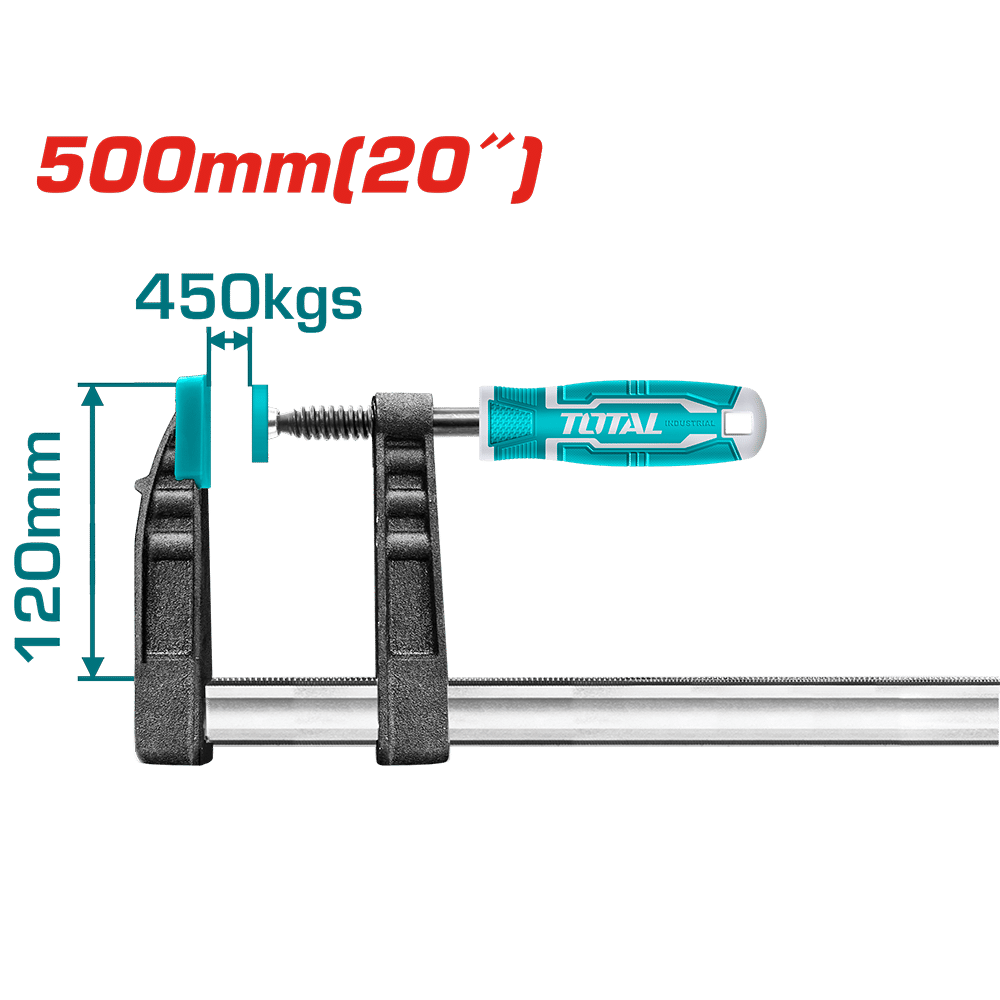 PRENSA F CON MANGO 120X500MM MAX:450KGS REGLA 8X30MM TORNILLO 15.3MM