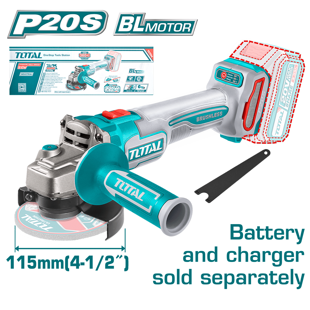 AMOLADORA 20V BRUSHLESS 3000-9000RPM 115MM M14 900W INDUSTRIAL