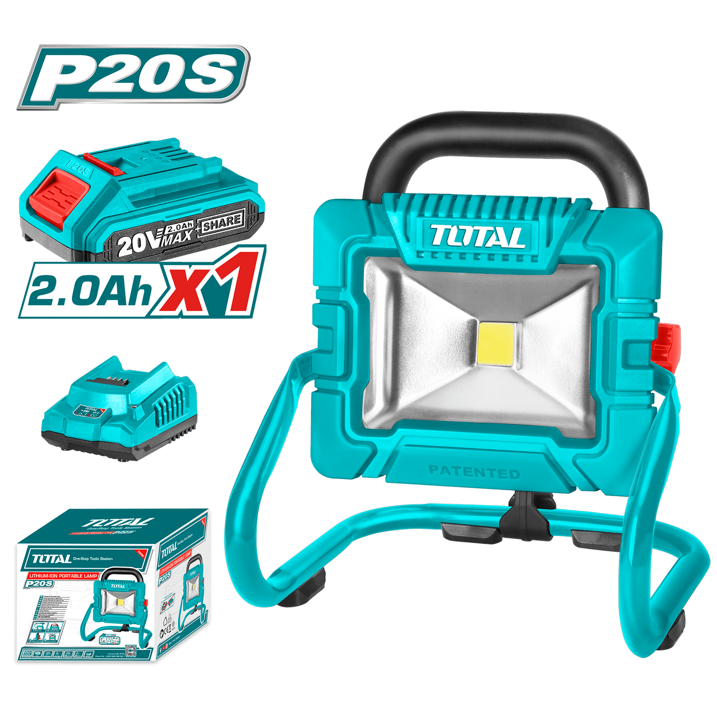 LAMPARA PORTATIL LED 20V 20W 1X2.0AH 1800LUMENS