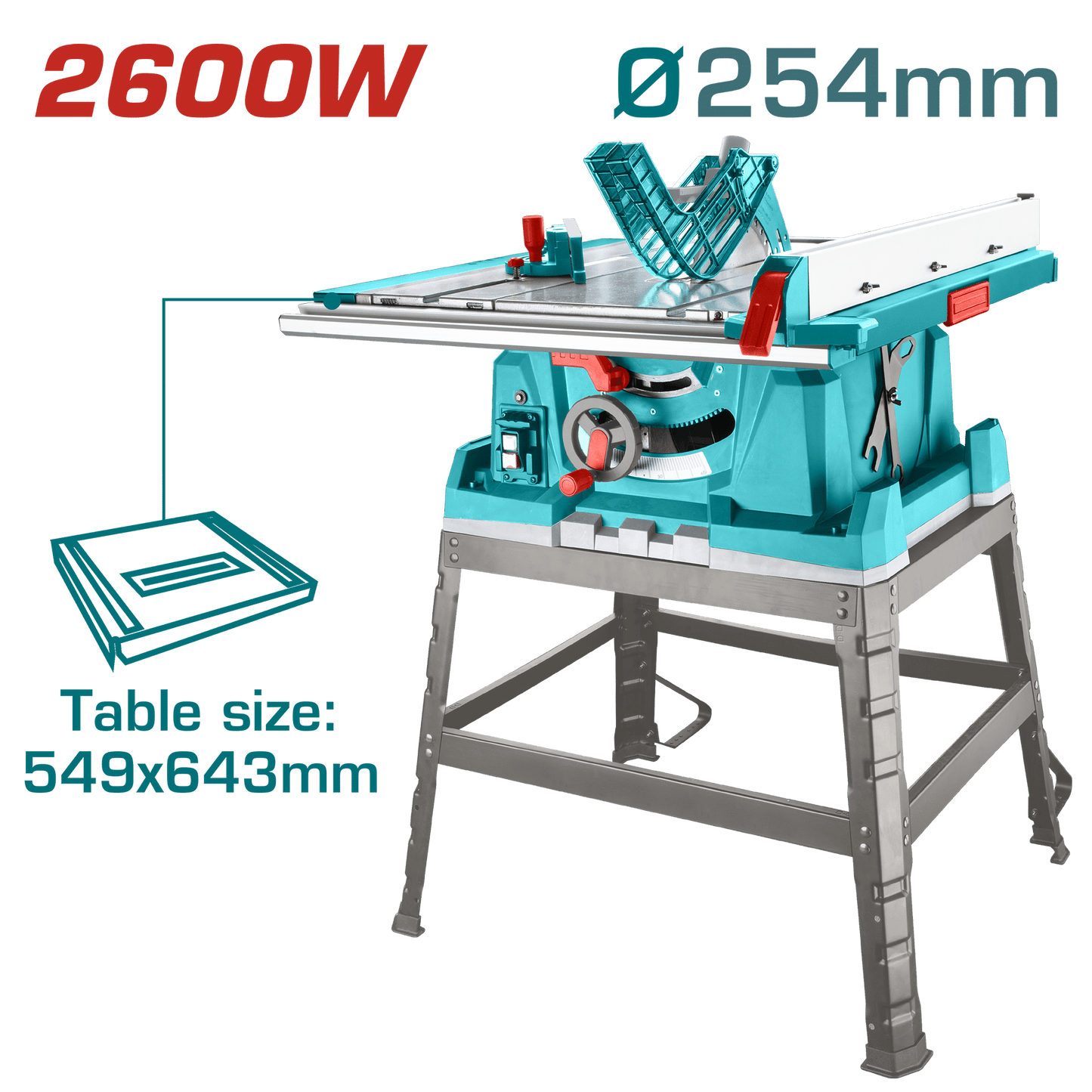 SIERRA DE MESA 2600W 4800RPM HOJA 254X25.4MM AREA 643X549MM INDUSTRIAL