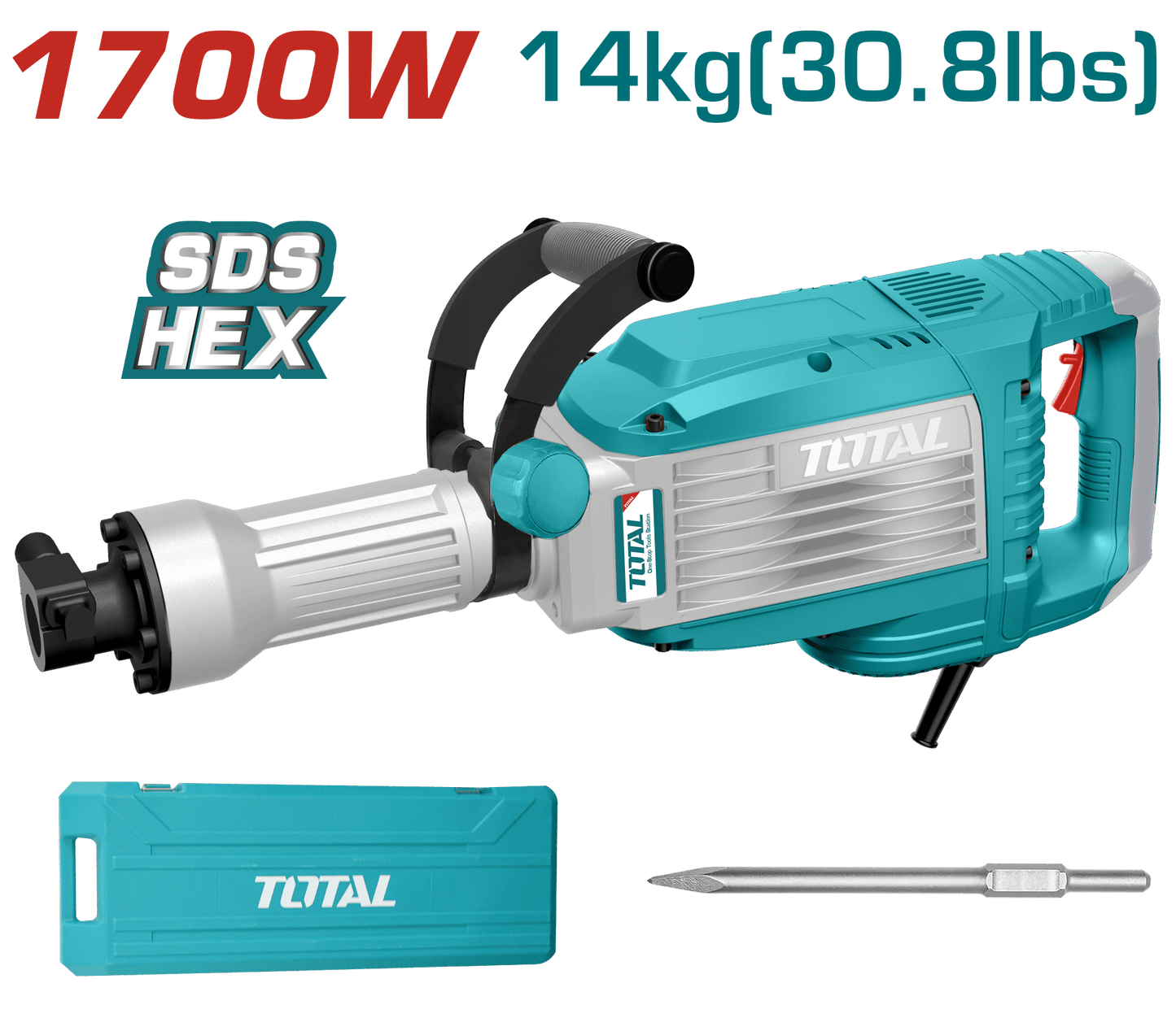 DEMOLEDOR SDS HEX 1700W 1900BMP 50J 14KG INDUSTRIAL