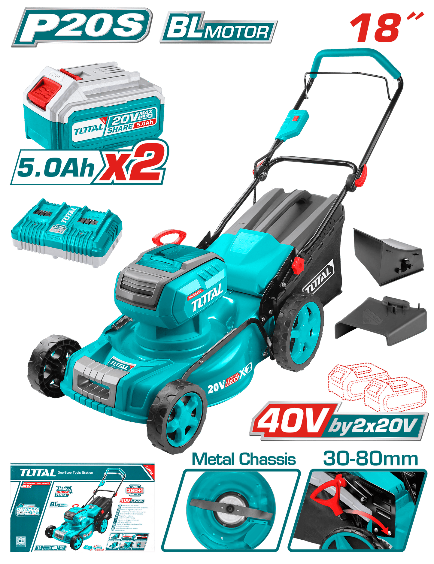 CORTA CESPED LI-ION 40V 2800RPM P20S 60L