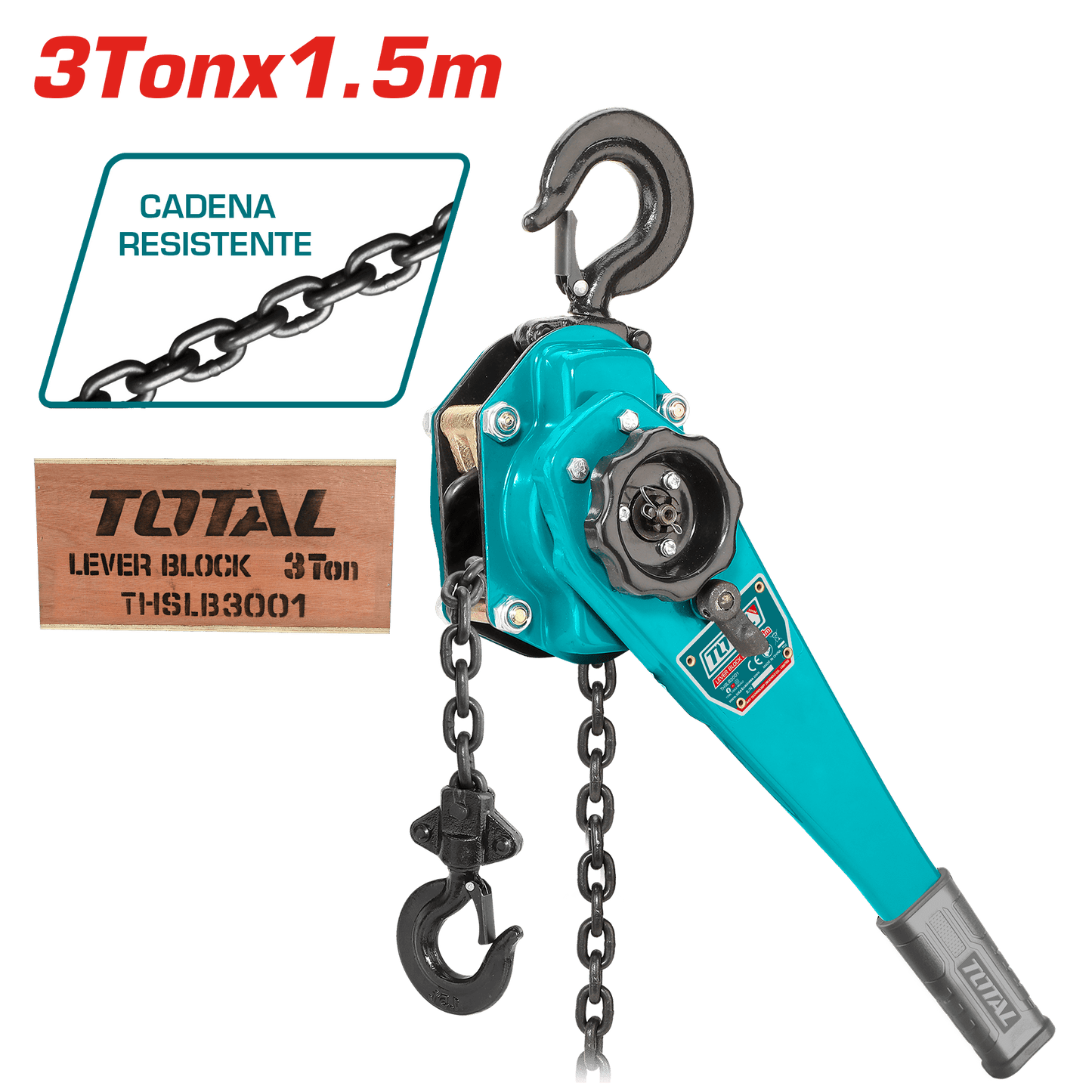 TECLE CON RACHET 3.00 TON 1.5M FUERZA 320N 1 CADENA