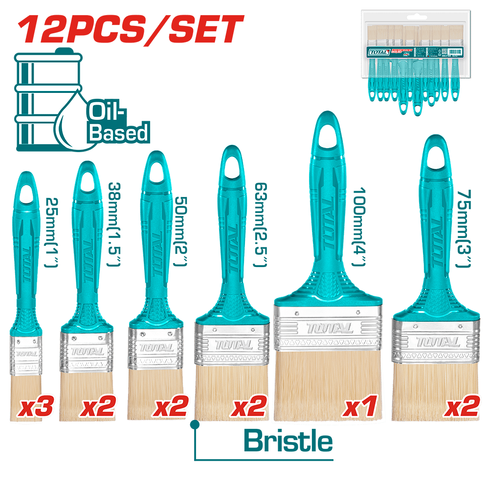 SET DE BROCHAS BASE ACEITE 25-100MM 12PCS