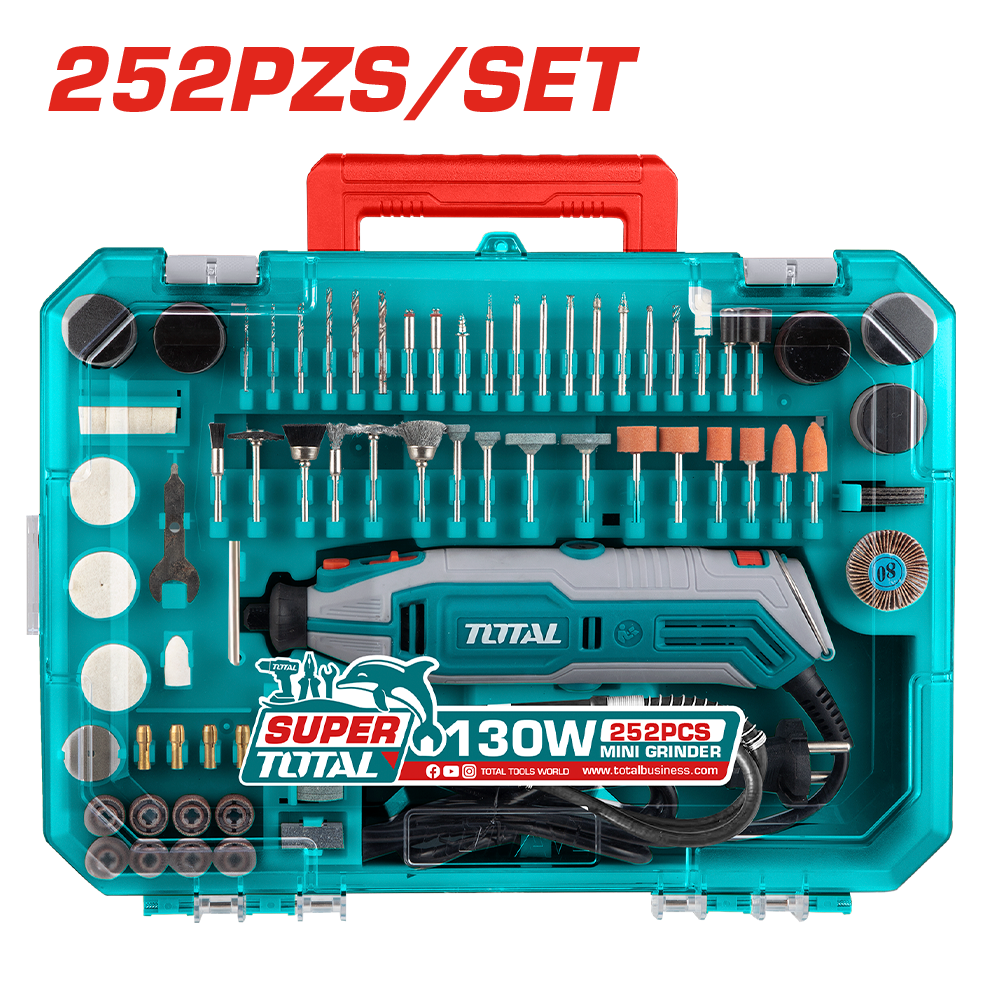 RECTIFICADOR 130W 10000-35000RPM COL:3.2/2.3MM + ACCESORIOS 252PCS EN MALETING