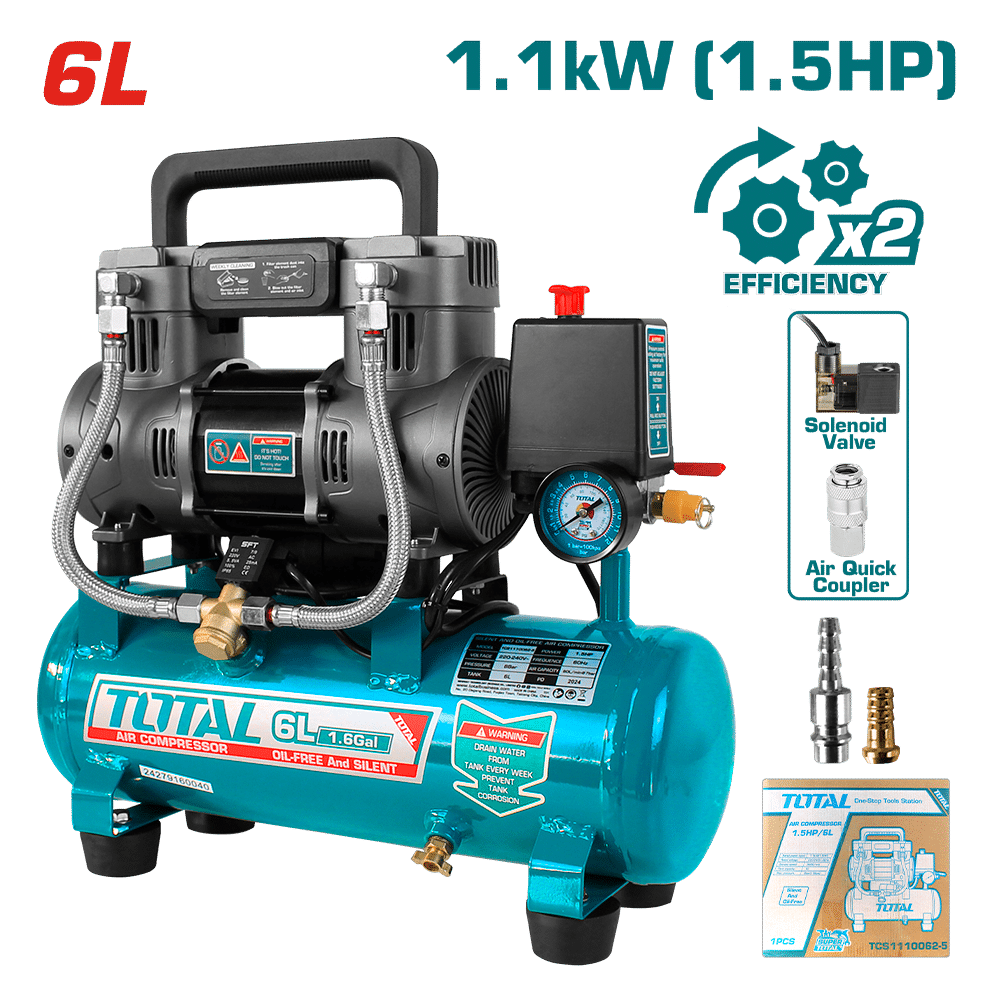 COMPRESORA OIL-FREE 06L 1.5HP 67DB 8BAR 3400RPM