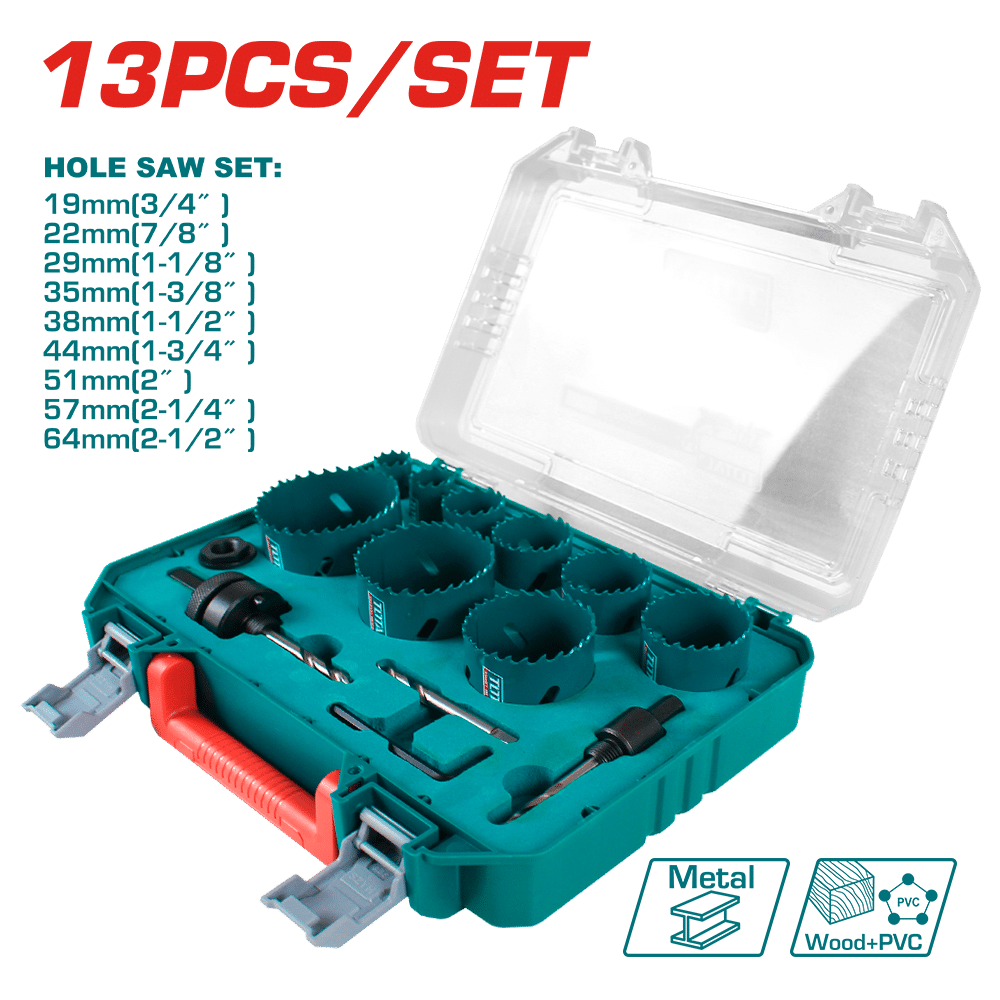 SET DE SIERRAS CORONA BI-METAL 13PCS EN MALETIN