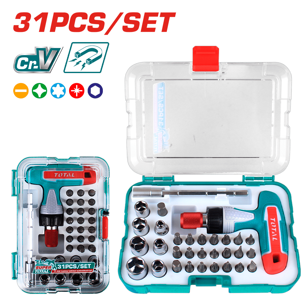 ATORNILLADOR RACHET + PUNTAS 31PCS MAGNETICO CR-V ESTUCHE