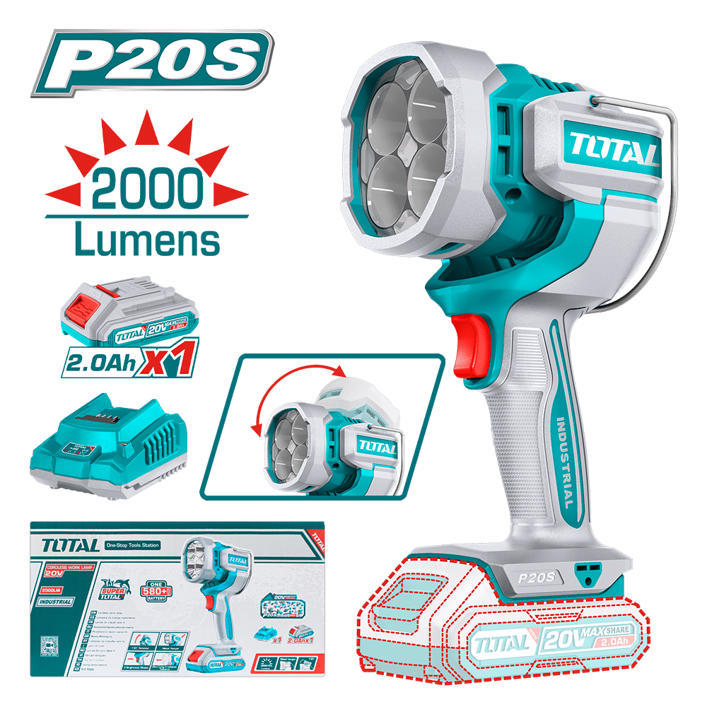 LINTERNA DE TRABAJO 20V 22.5W 2000LM LED 130G 1X2.0AH INDUSTRIAL