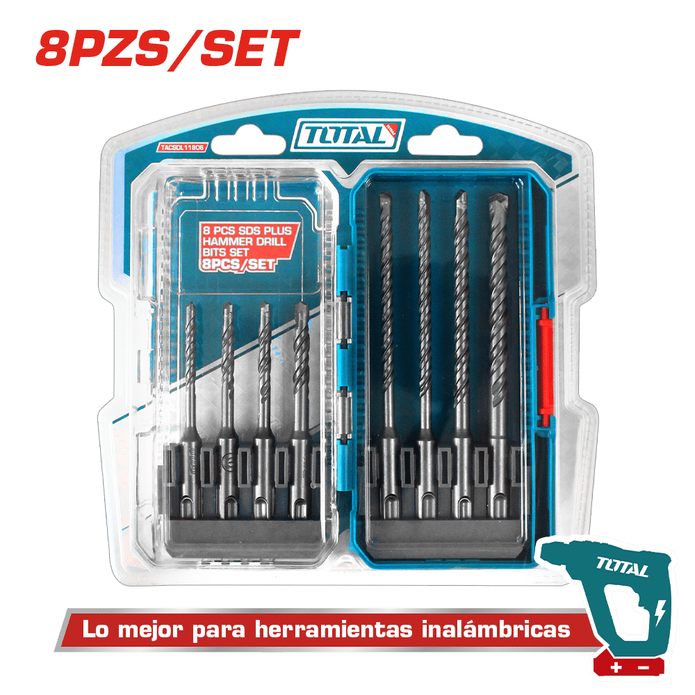 SET DE BROCAS SDS PARA ROTOMARTILLO 8PCS INDUSTRIAL