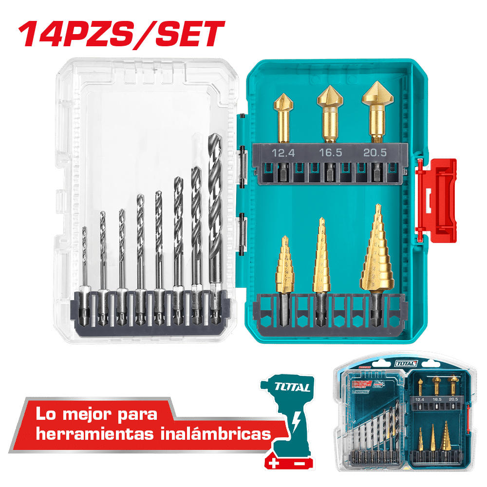 SET DE BROCAS ESCALONADAS HSS 14PCS INDUSTRIAL