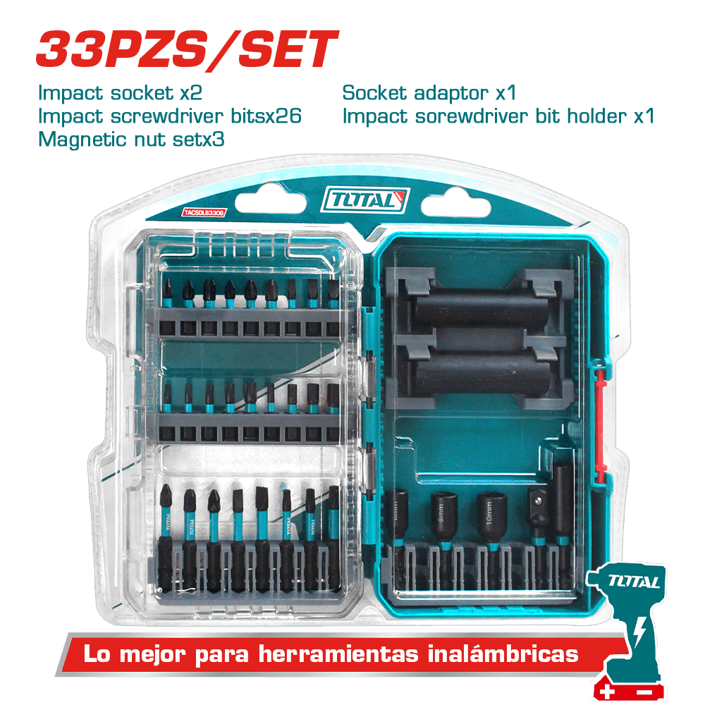 SET PUNTAS Y SOCKET DE IMPACTO 33PCS ESTUCHE INDUSTRIAL
