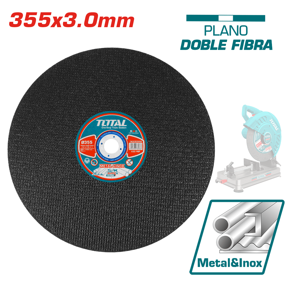 DISCO ABRASIVO/CORTE P/METAL 355X3.0X25.4MM CENTRO PLANO