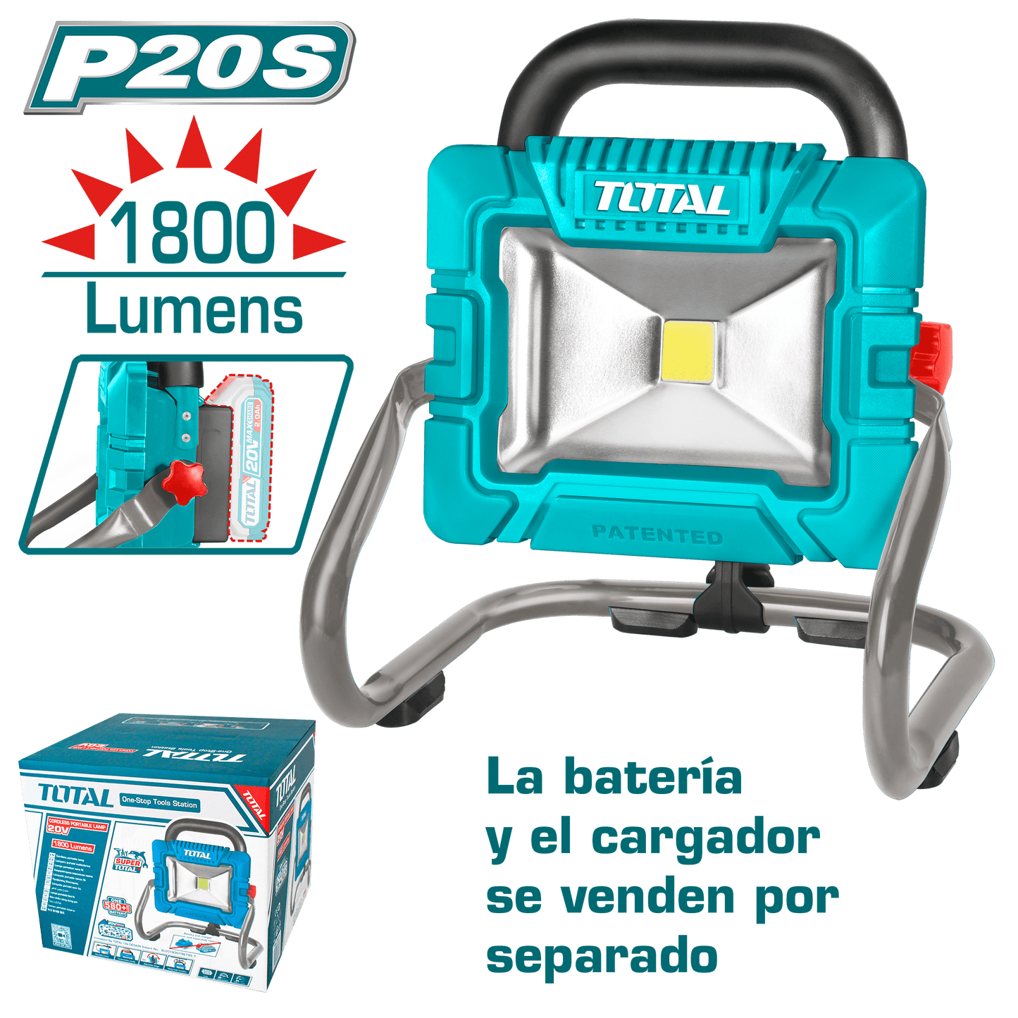 LAMPARA PORTATIL LED 20V 20W 1800LUMENS