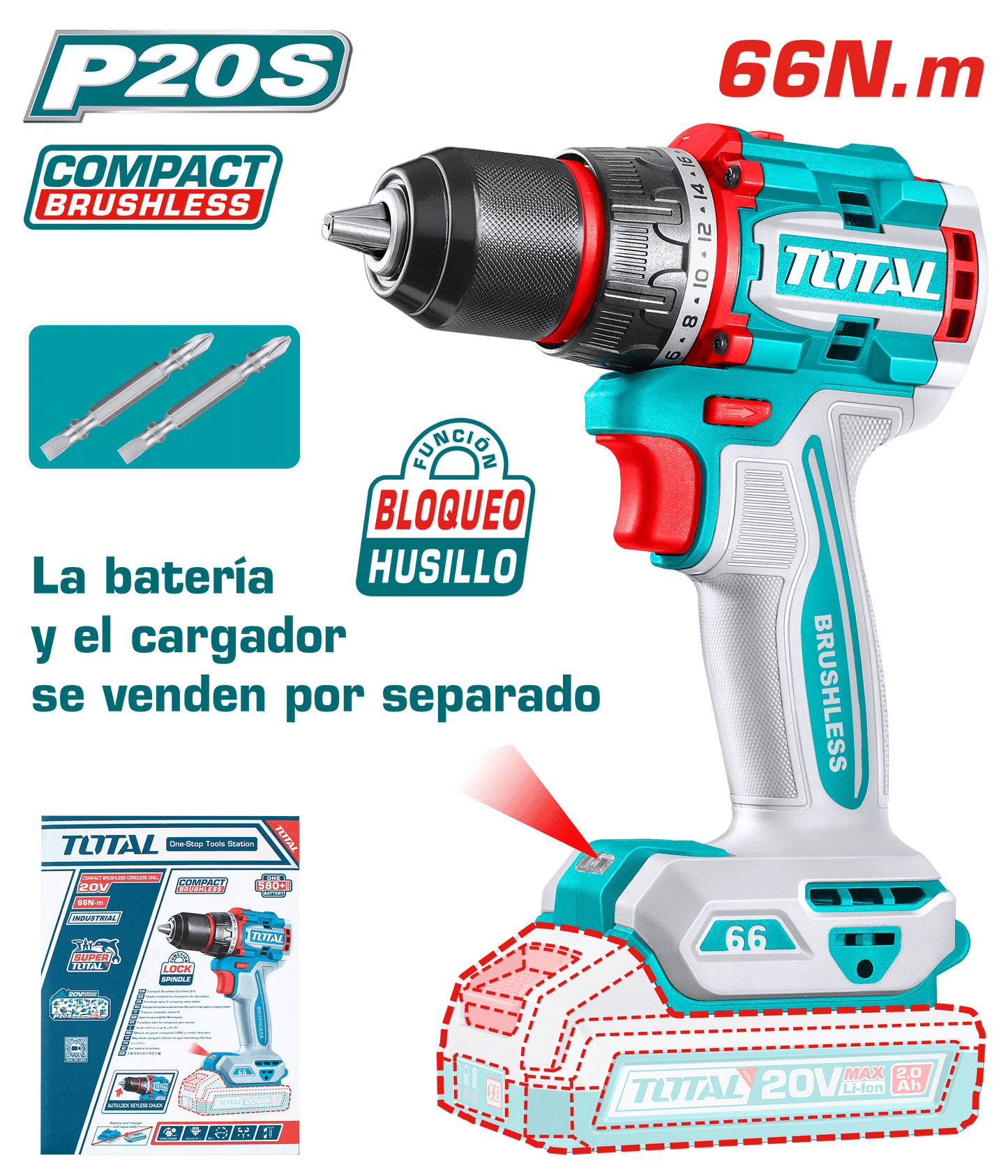 TALADRO 20V 66NM 13MM 22+1 COMPACTO BRUSHLESS INDUSTRIAL