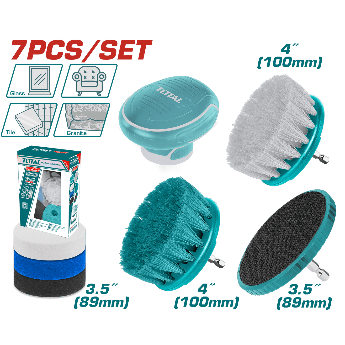 SET DE CEPILLOS MULTIUSOS 1/4'' HEX P/TALADRO 7PCS INDUSTRIAL