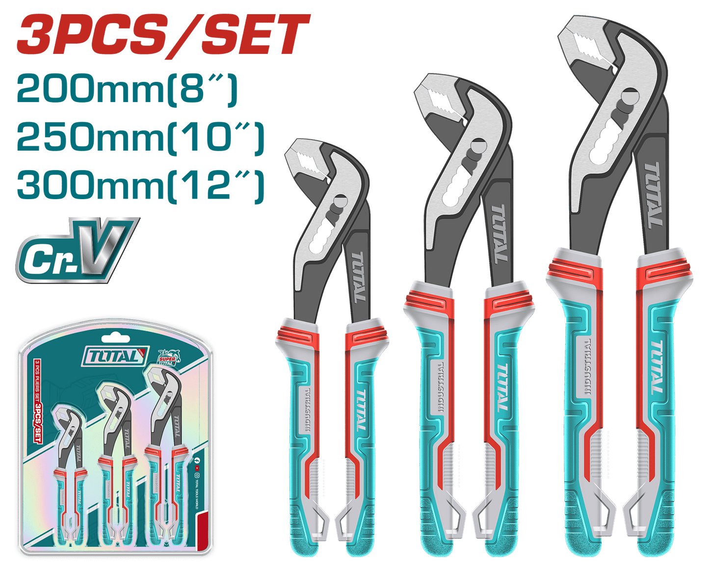 SET DE ALICATES PARA TUBOS 8 / 10 / 12 INCH CR-V / MANGO TPR INDUSTRIA
