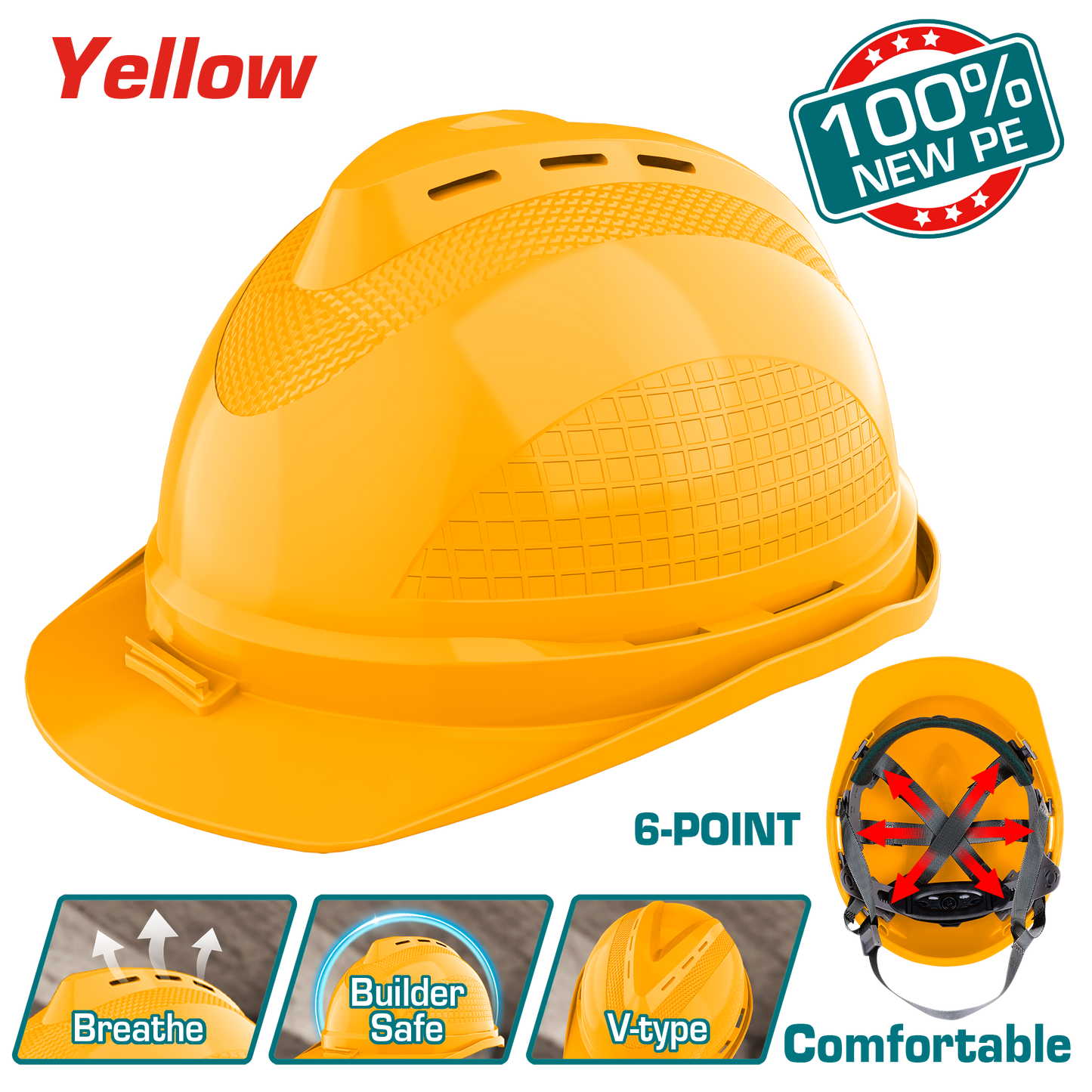 CASCO DE SEGURIDAD 100% NEW PE 6 PUNTOS CONFORTABLE 380G NARANJA INDUSTR