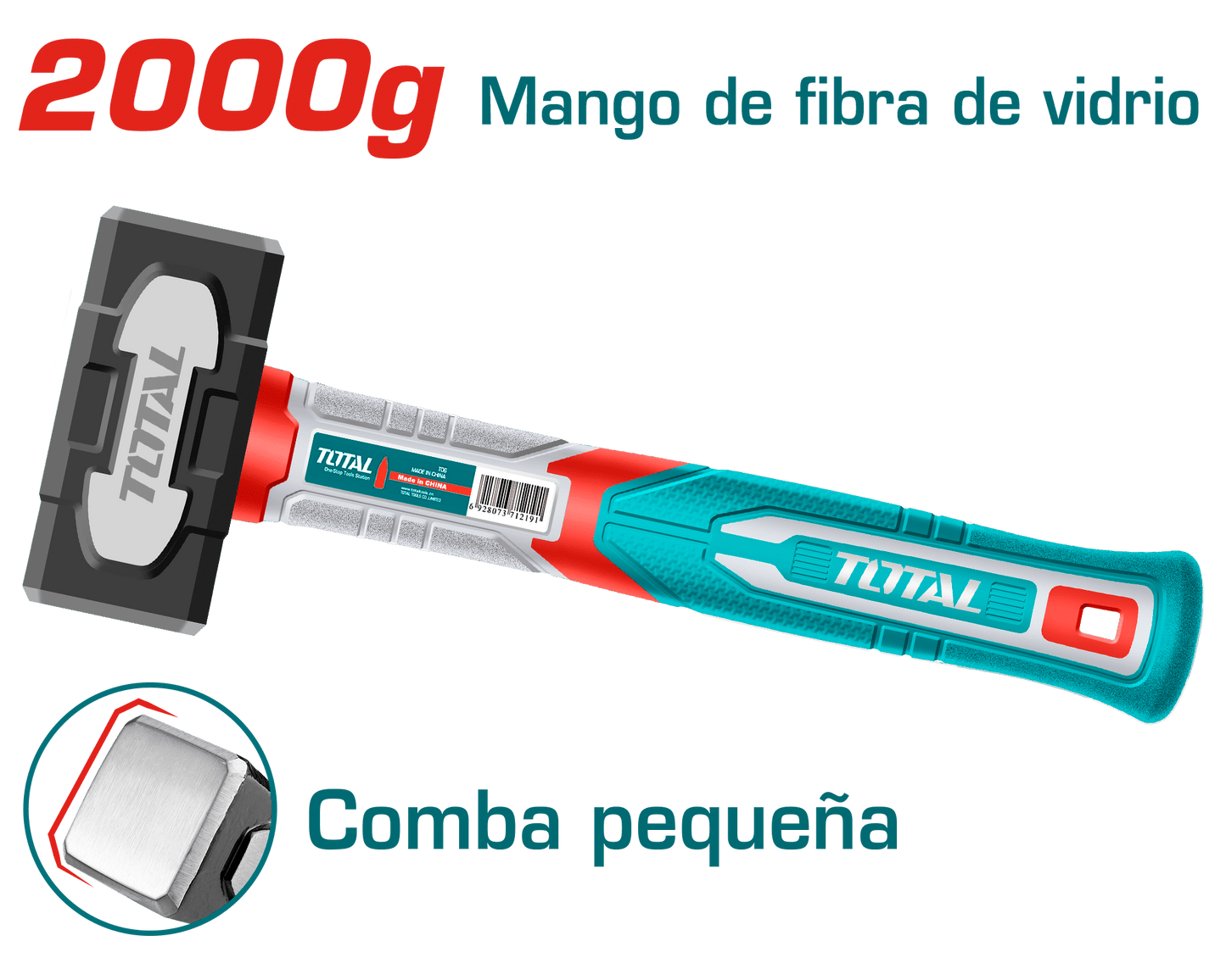 COMBA P/PIEDRA 2000G ACERO/CARBON 45 MANGO FIBRA DE VIDRIO