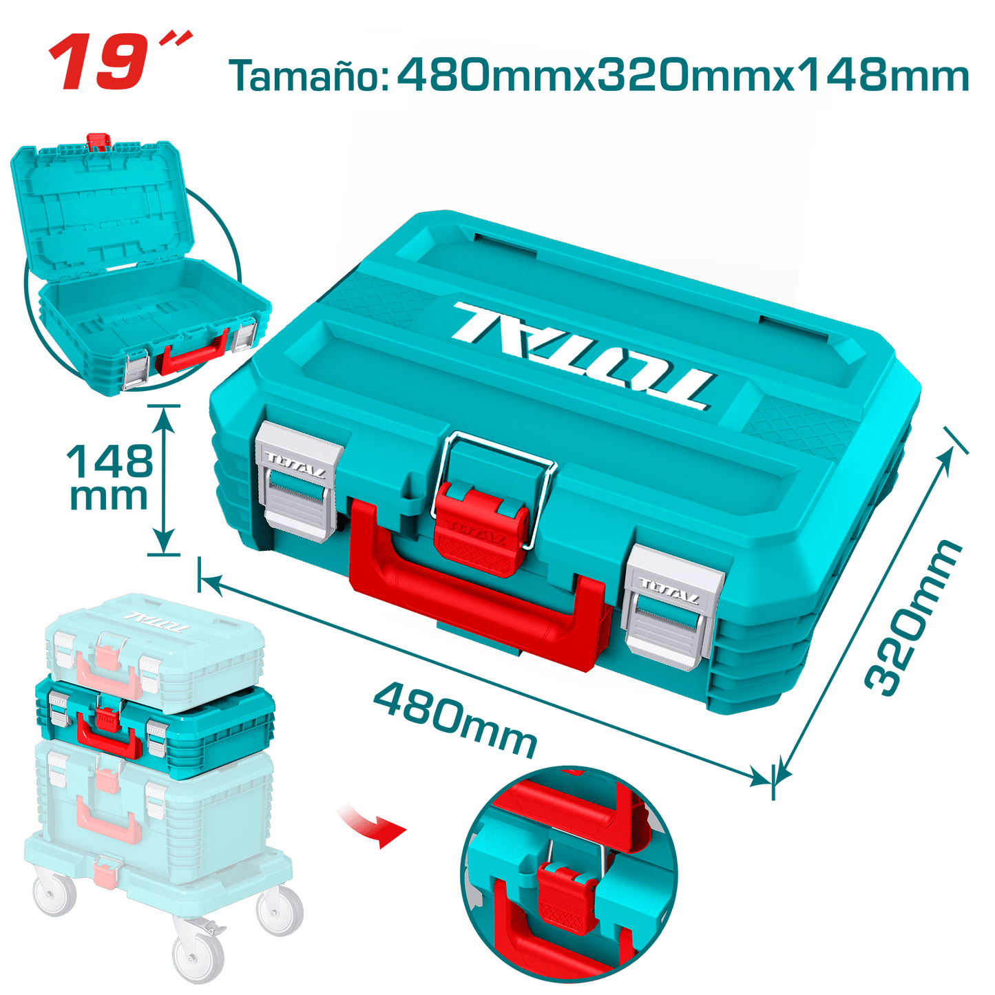 CAJA DE HERRAMIENTAS APILABLE 19'' (480X320X146MM) PP 15KG