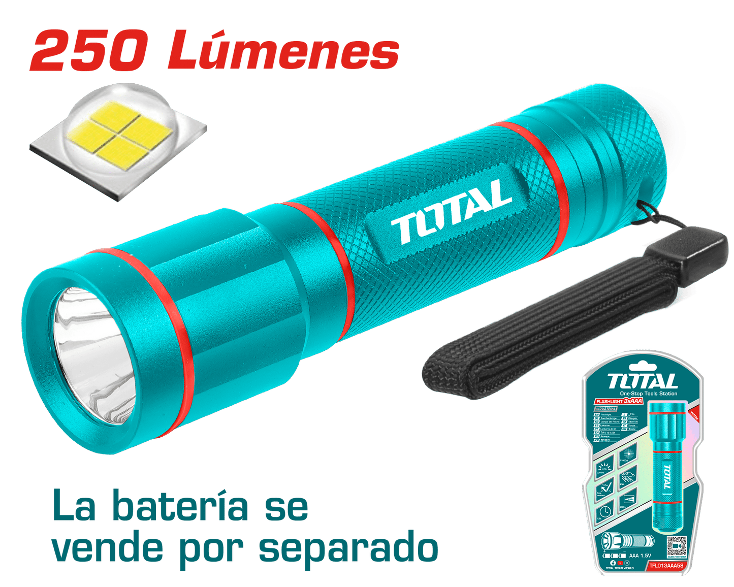 LINTERNA 250LM DIS: 160M BAT: 3XAAA (NO INCLUYE) INDUSTRIAL