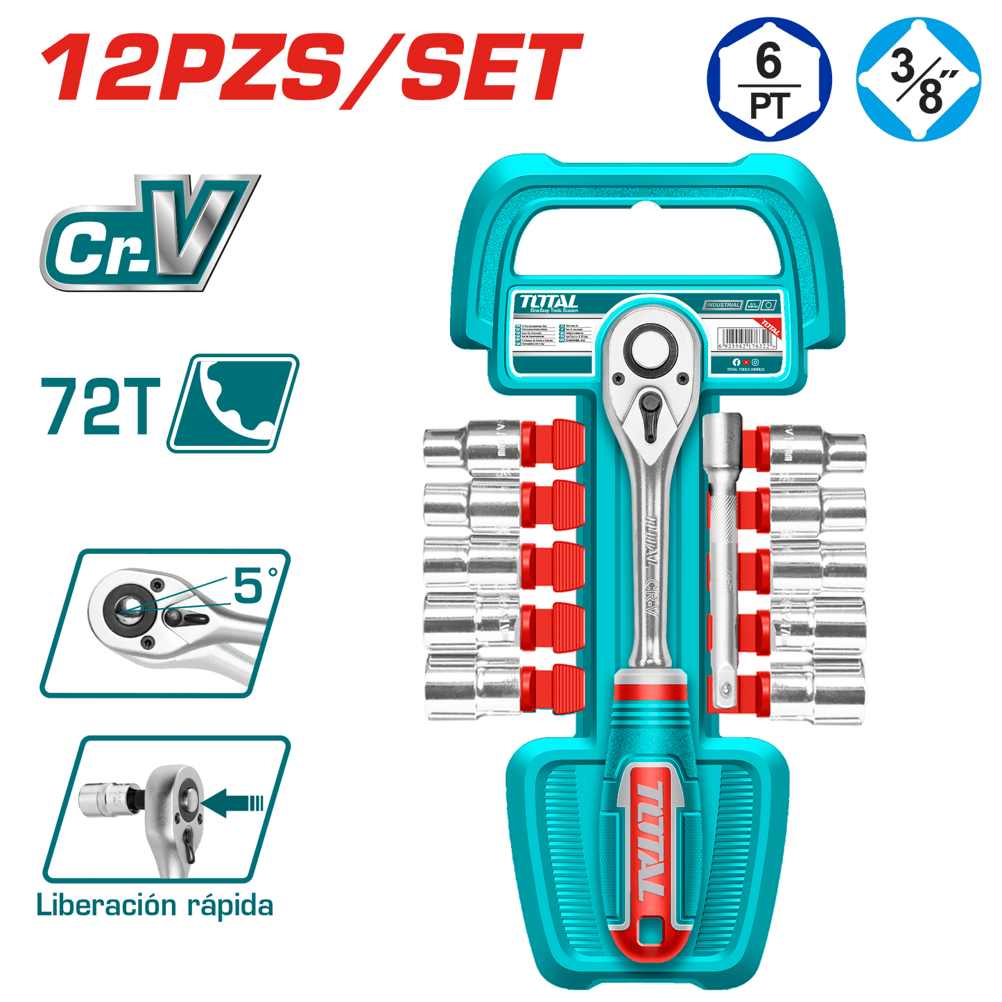 SET RACHET 3/8 + SOCKET 50BV30 27PCS INDUSTRIAL