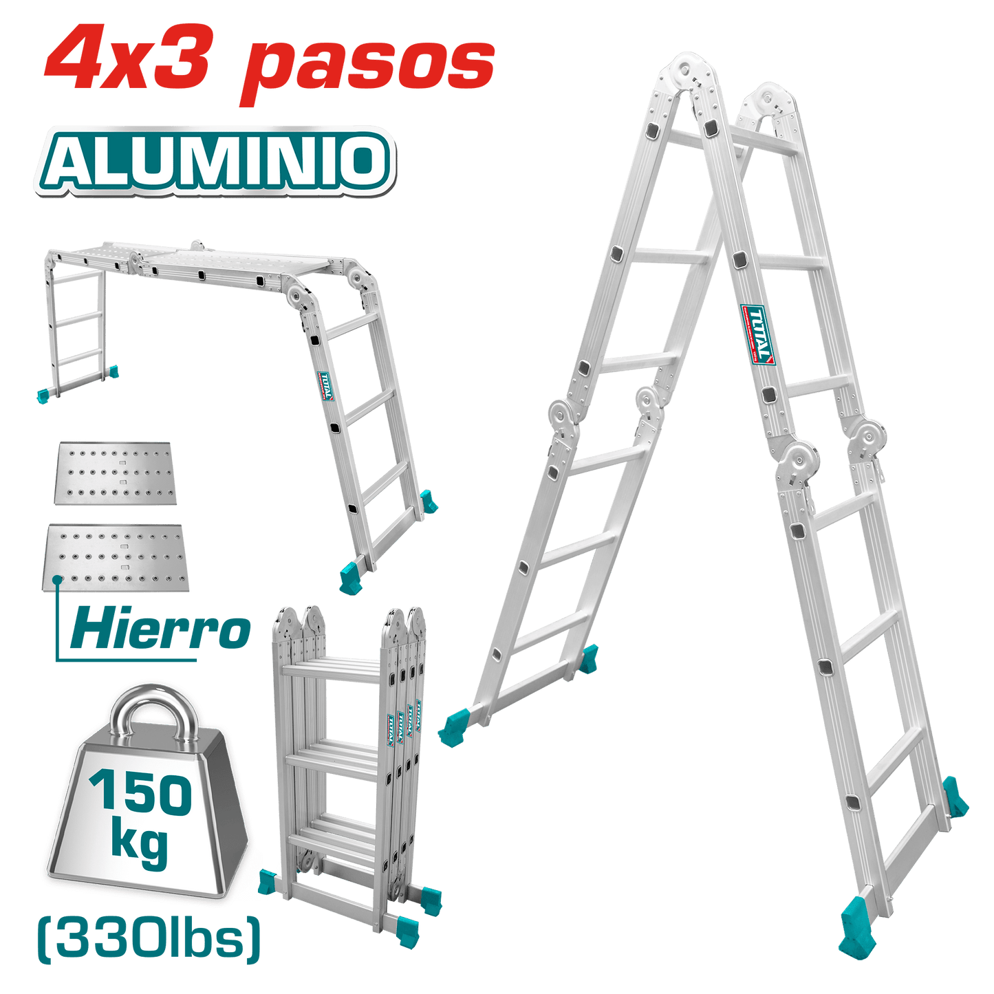 ESCALERA PLEBAGLE MULTIPROPOSITO ALU 4X3 PASOS 150KG