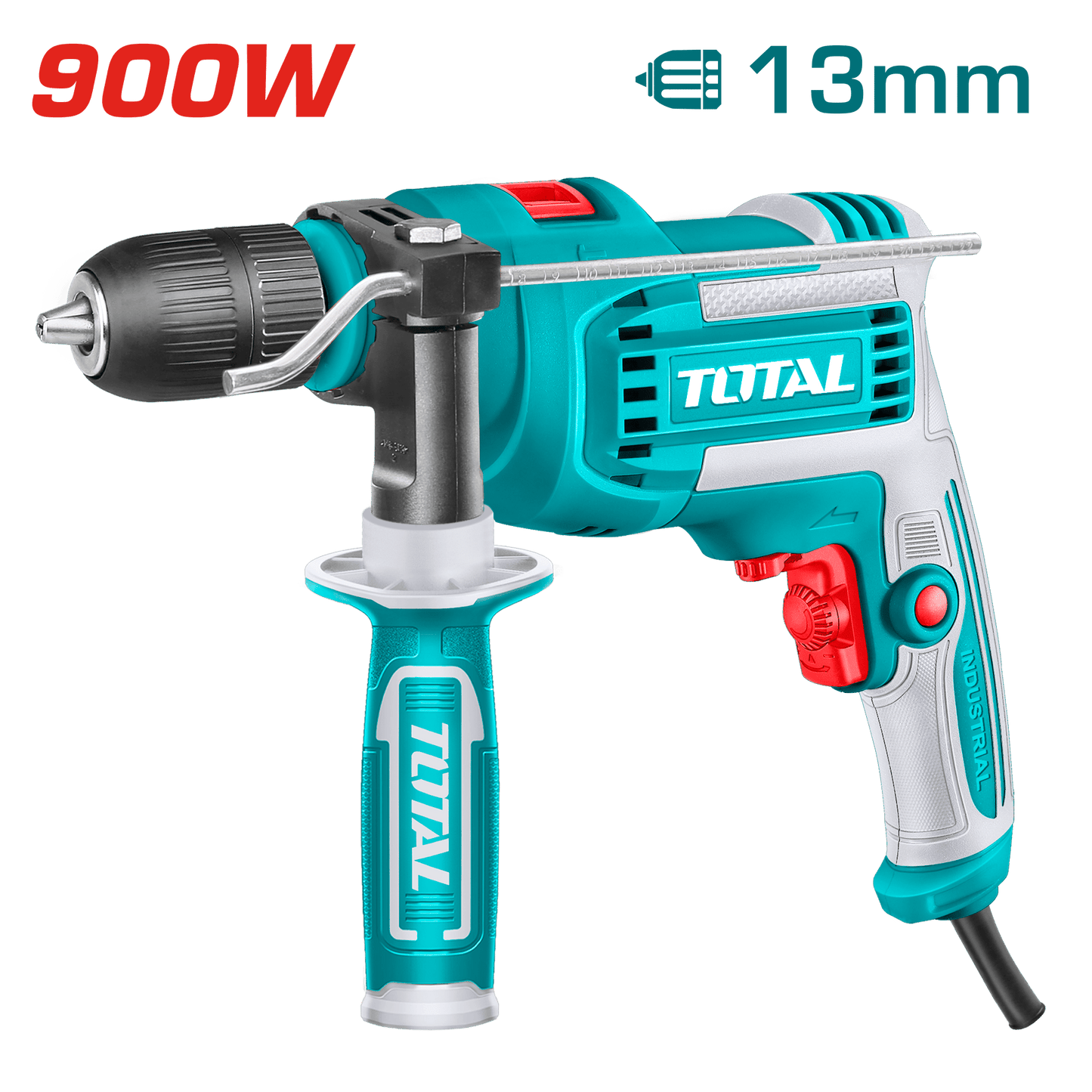 TALADRO PERCUTOR 900W 13MM 0-2800RPM VEL. VARIABLE CHUCK C/LLAVE INDU
