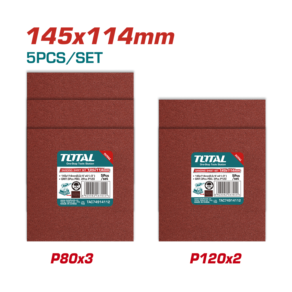 SET DE LIJAS 145X114MM 3XP80 2XP120 5PCS/SET