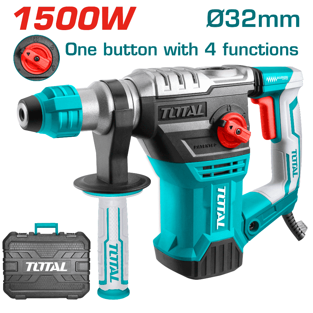 ROTOMARTILLO SDS+ 32MM 1500W 850RPM 4400BPM 5.5J 4FUNC MALETIN INDUSTRIAL