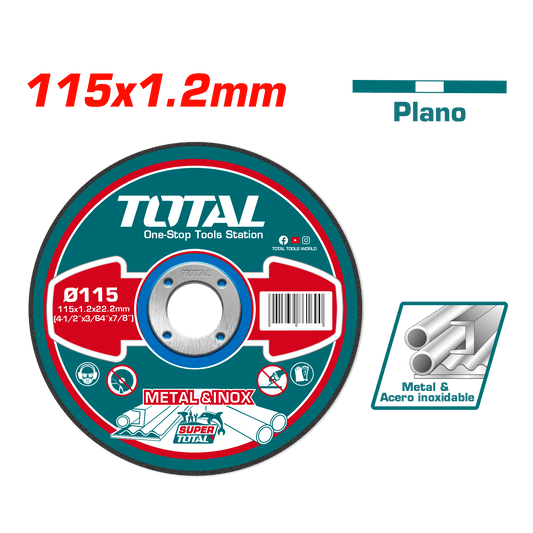 DISCO ABRASIVO/CORTE P/METAL 115MM X 1.2MM X 22.2MM CENTRO PLANO
