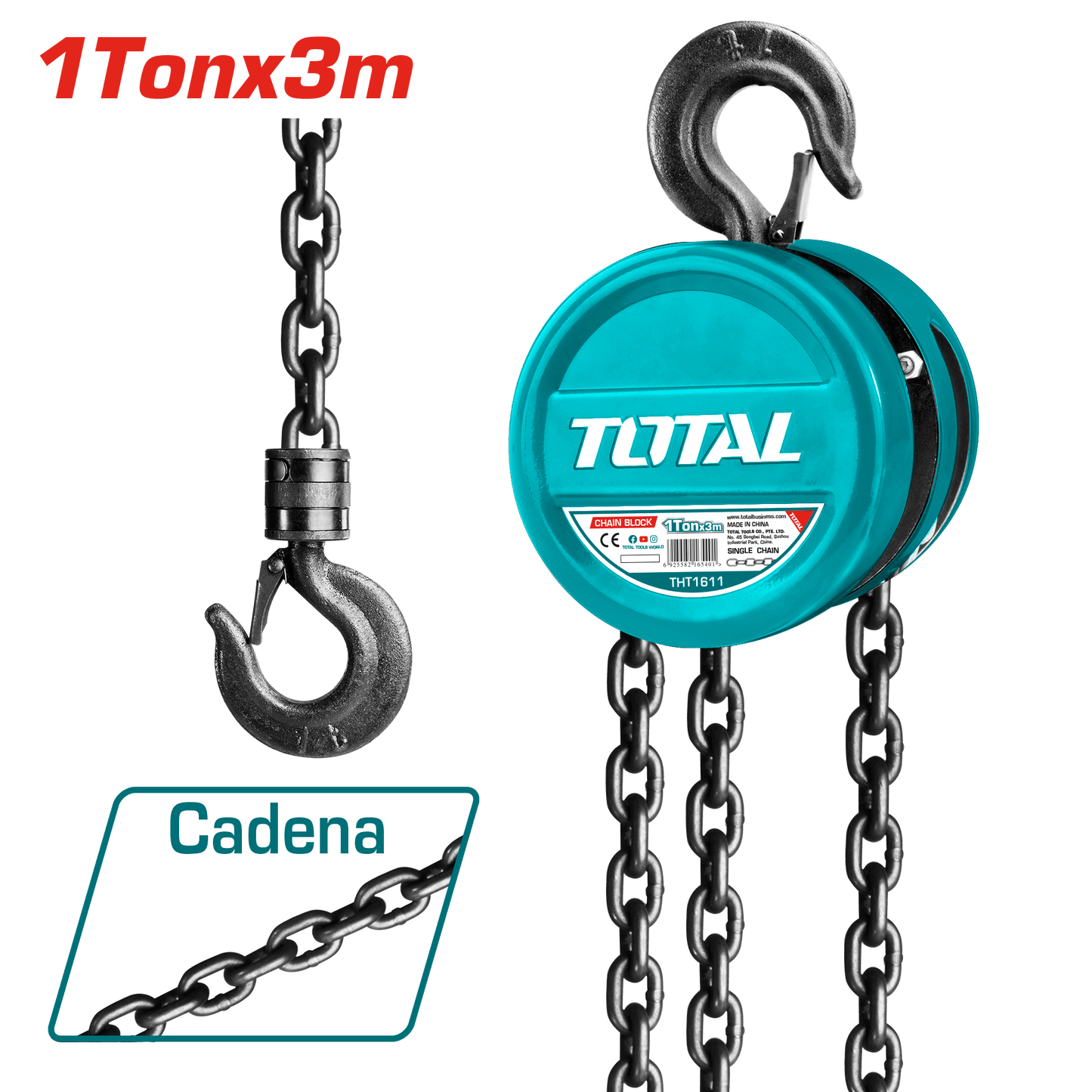 TECLE 1TON ALT:3M 322.5N CADENA DOBLE
