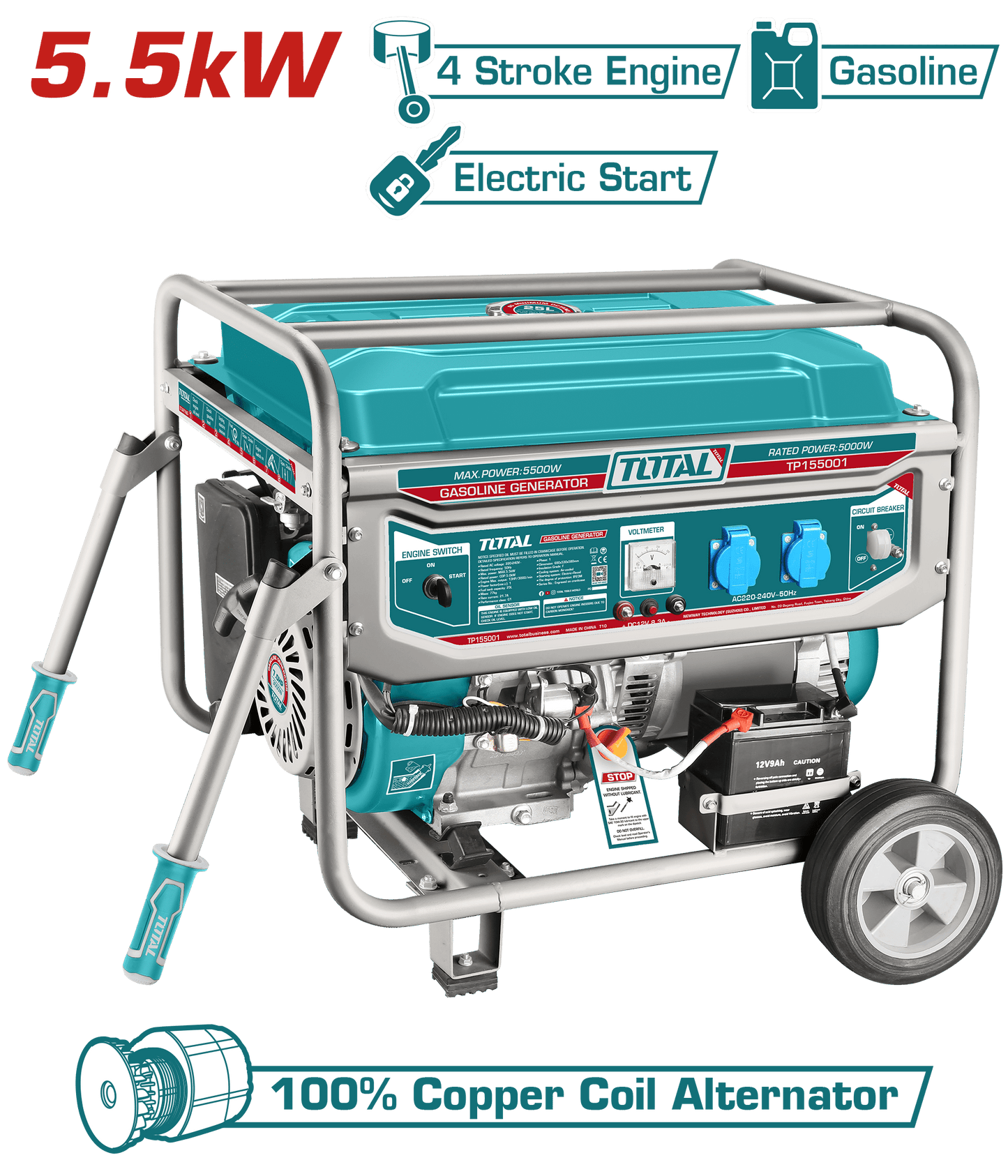 GENERADOR GASOLINERO 5.5KW 4 TIEMPOS OHV ENCENDIDO ELECTRICO