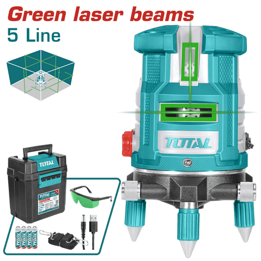 NIVEL LASER 0-30M 5 LINEAS PRECISION 1MM VERDE INDUSTRIAL