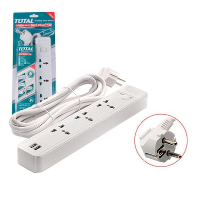 EXTENSION SUPRESOR DE PICOS 3 TOMAS + 2 PUERTOS USB