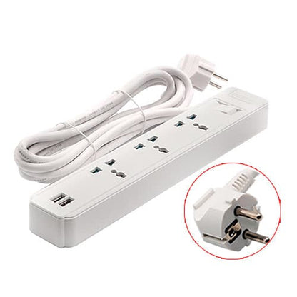 EXTENSION SUPRESOR DE PICOS 3 TOMAS + 2 PUERTOS USB
