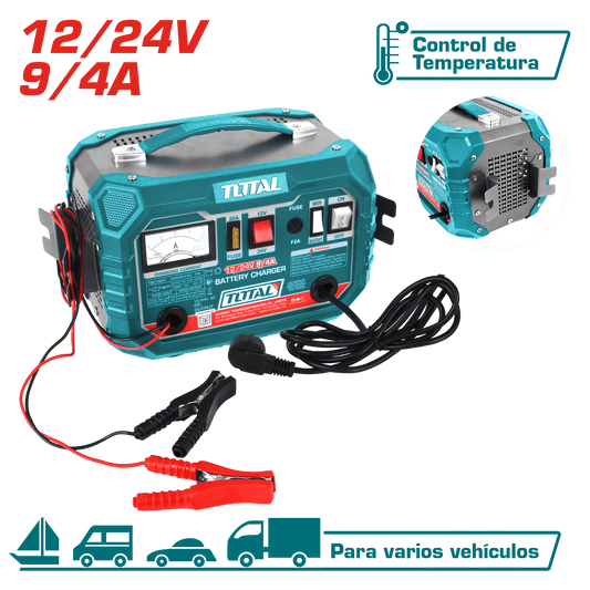 CARGADOR DE BATERIA 220V 12/24V 9/4A 28-180A