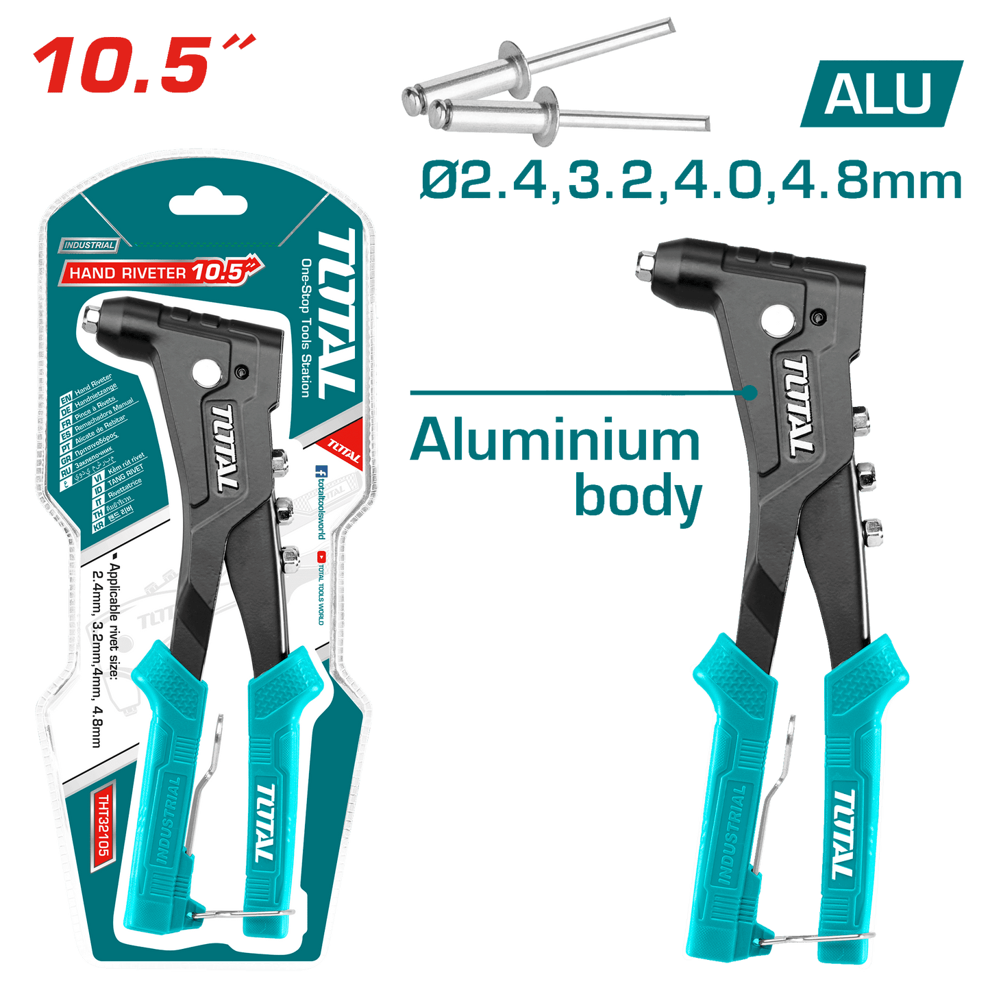 REMACHADORA ALUMINIO 10.5PULG 2.4/3.2/4.0/4.8MM REM.AL INDUSTRIAL