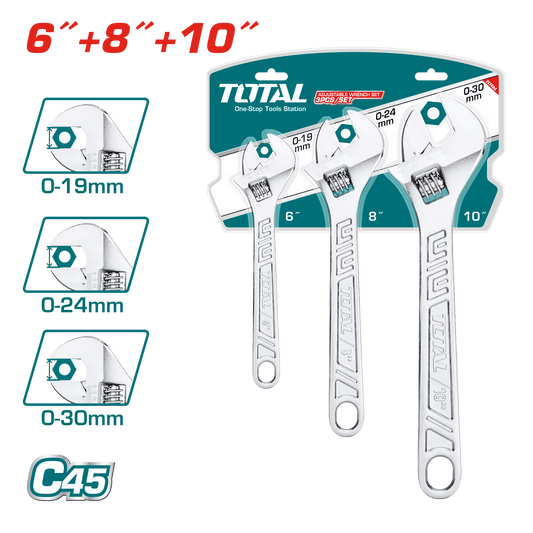 SET DE LLAVES AJUSTABLES 3PCS 6/8/10 ACERO CARBONO