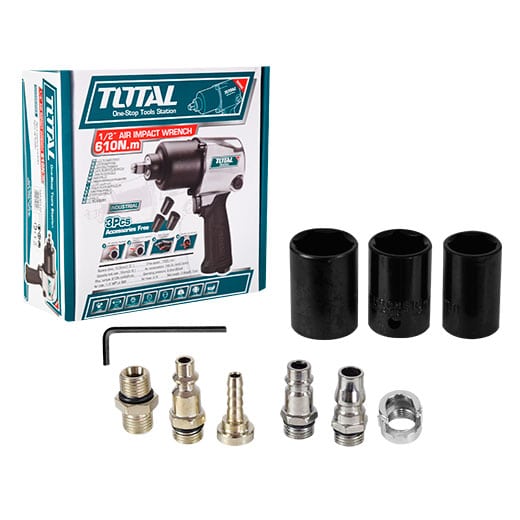 LLAVE IMPACTO NEUMATICA 610NM 1/2PULG 7000RPM 5CFM 90PSI + 3 DADOS