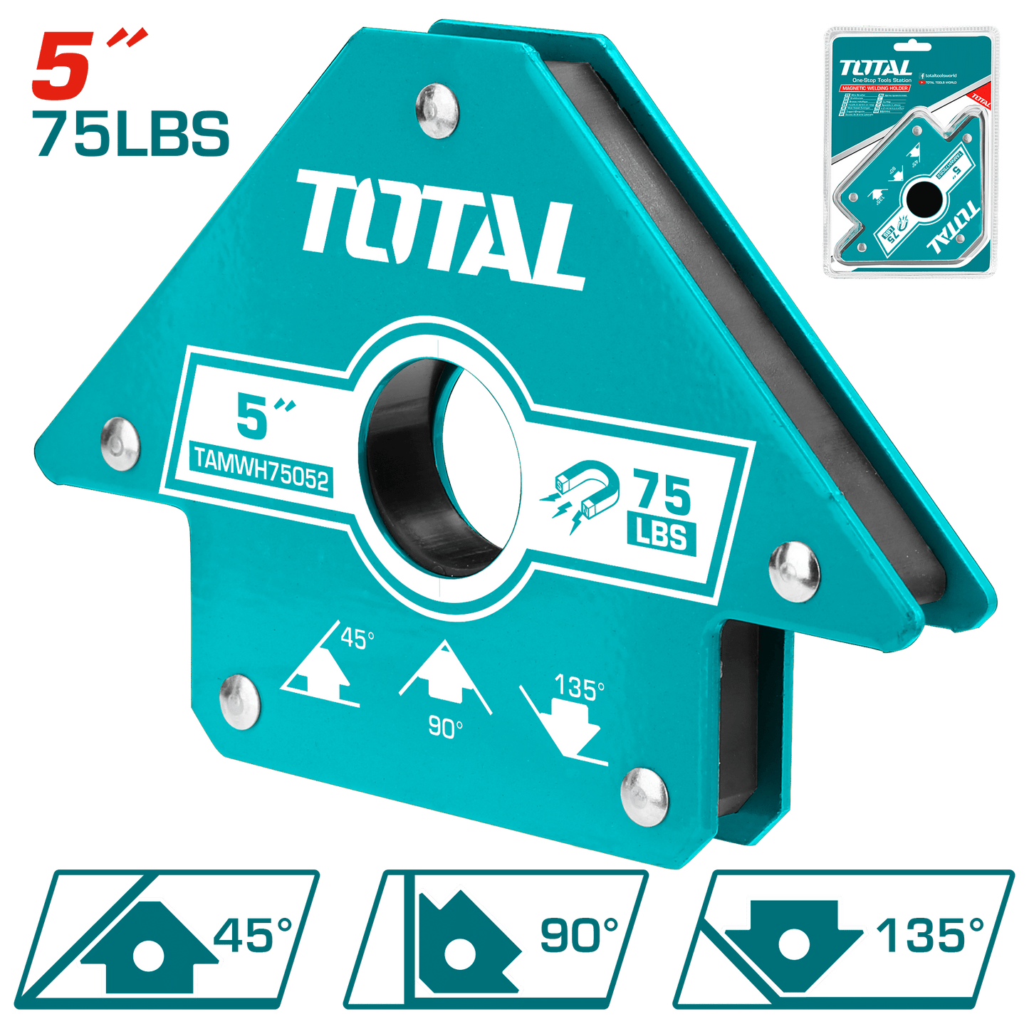 SUJETADOR MAGNÉTICO P/SOLDAR 5'' A:45/90/135 75LBS