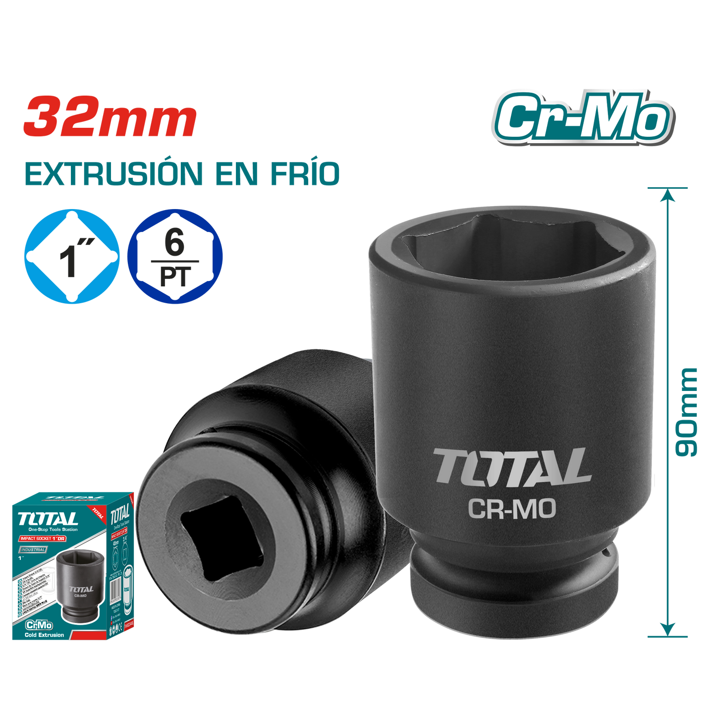 SOCKET IMPACTO DR 1 PULG 32X90MM CRMO INDUSTRIAL