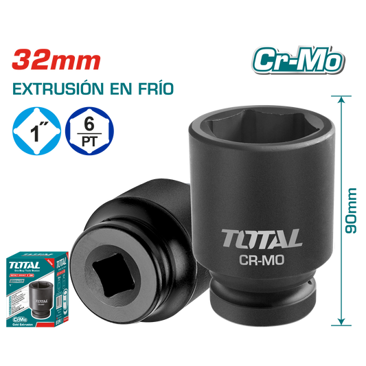 SOCKET IMPACTO DR 1 PULG 32X90MM CRMO INDUSTRIAL